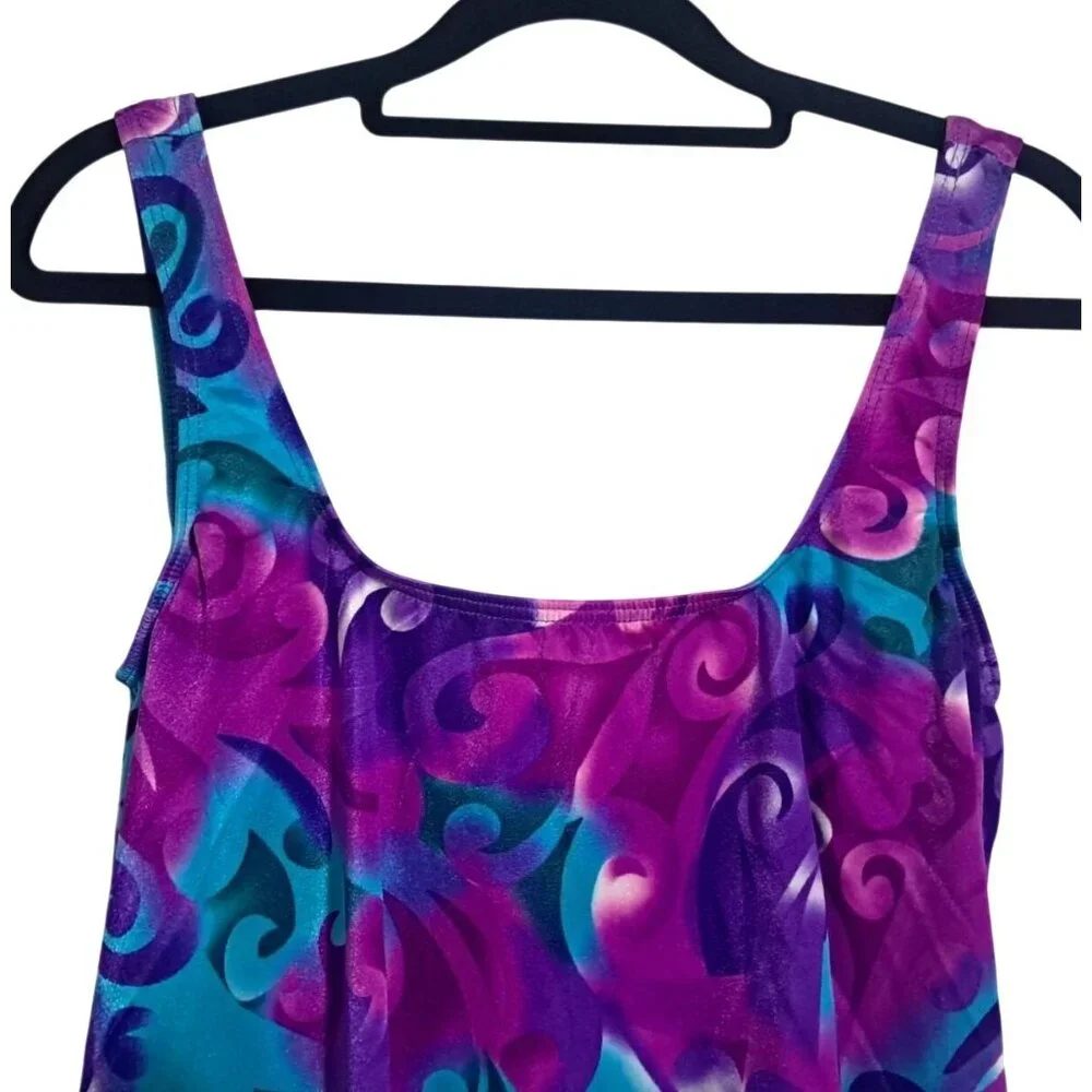 Special Delivery One Piece Swimsuit Women 9/10 Purple Blue‎ Abstract Maternity